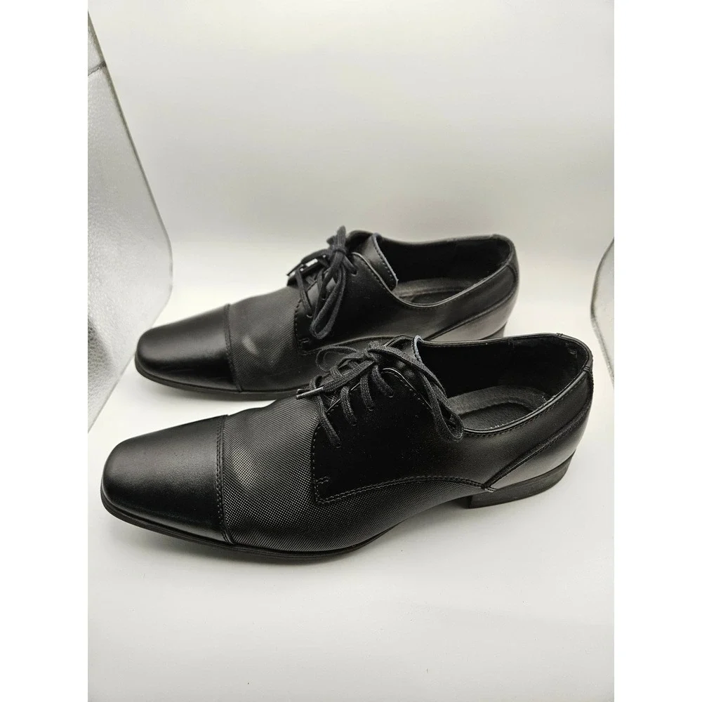 Calvin Klein Bram Black Diamond Textured Cap‎ Toe Oxford Dress Shoes 34F4280 9.5